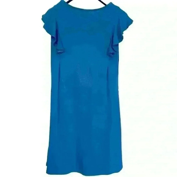 WOOSEA Women's Summer T Shirt Dress Size M/L Teal Ruffle Sleeve Swing Pockets - Picture 7 of 8